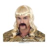 Peluca melena hombre con bigote en caja