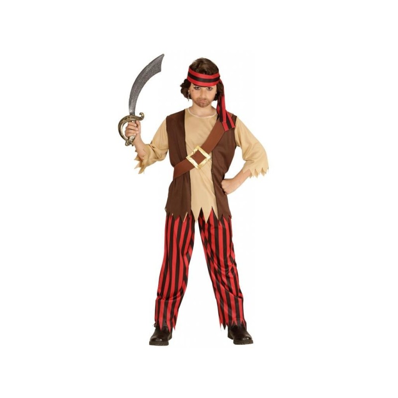 Disfraz niño pirata a rayas rojas