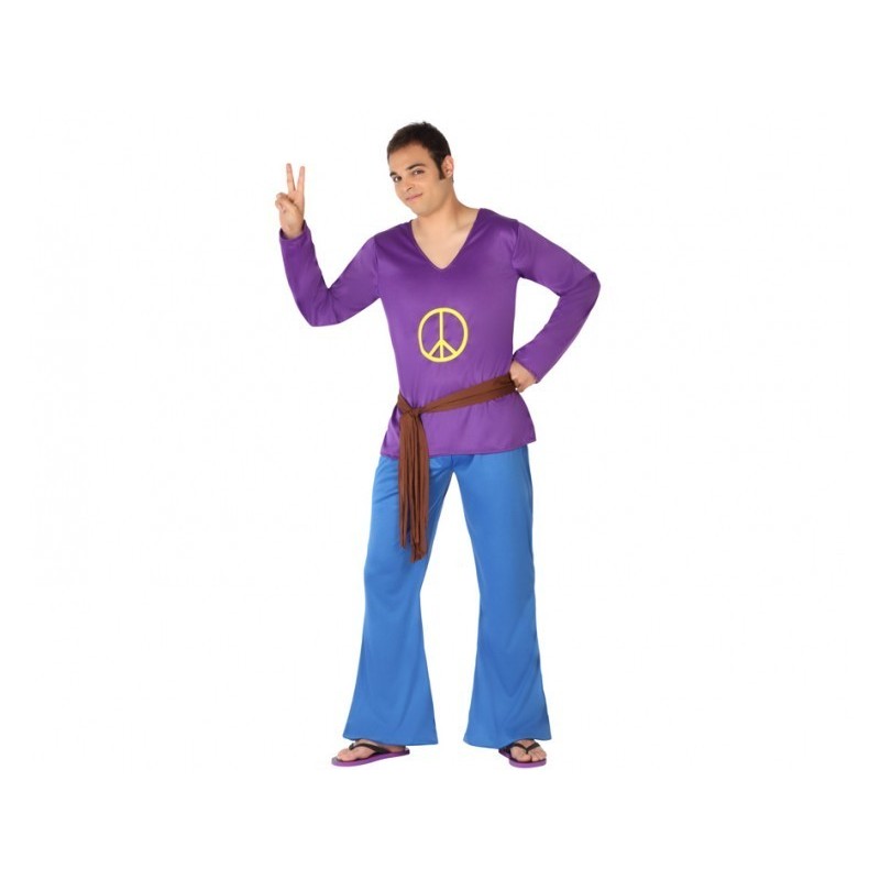 disfraz hombre hippie morado