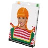 Peluca naranja con trenzas en caja