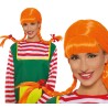 Peluca naranja con trenzas en caja