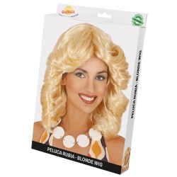 Peluca melena rubia en caja