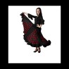 Falda sevillana negra con topos rojos